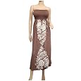 Plus size Floral Embroidery Print Maxi Babydoll Dress Brown