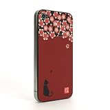 SP337:iPhone4S/4用デコレーションシール「ふるる　彩（いろどり）装飾シート」 梅と影猫」