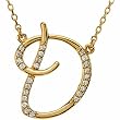 14k Yellow Gold Dazzling D Initial Diamond Necklace
