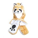 Crazy2Shop One Size Warm and Cozy Fleece Animal Hat With Paws – Brown Dog Design