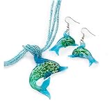 Lifestyle Studios Glass Dolphin Jewelry Set BLUE