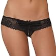 Sexy Black Crotchless Boyshort Sheer Lace S/M or M/L
