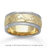 14k Two Tone Gold Dolphin Hand Carved Wedding Band