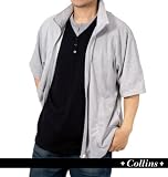 大きいサイズ COLLINS ジップスタンド+VヘンリーTシャツ (モクグレー×ブラック) (3L 4L 5L 6L 8L)