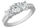 Diamond Engagement Ring and Three Stone Anniversary Ring 1 Carat (ctw) in 14K White Gold (CERTIFIED)
