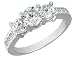 Diamond Engagement Ring and Three Stone Anniversary Ring 1 Carat (ctw) in 14K White Gold (CERTIFIED)