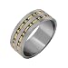 Eve's Addiction Men's Gold Beaded Double Row Stainless Steel Band