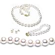 Freshwater Cultured Pearls 3-Pc Set 18 Inches 1-Strand 7-8mm White Pearl Necklace & 7-7.5 Inches 7-8mm White Pearl Bracelet & 7-7.5mm White Pearl Earrings