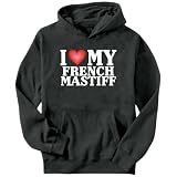 I LOVE French Mastiff Dogs Mens Hoodie (Black, Size Small)