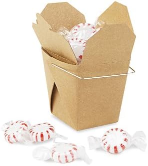 50 Chinese Take Out Boxes KRAFT 1/2 Pint Size (8 oz) Party Favor and Food Pail