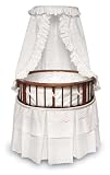 Elegance Round Cherry Bassinet with White Eyelet Bedding