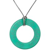 Sterling Silver Go Green Green Agate Lifesaver Pendant