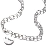 Sterling Silver DREAM Disc Charm on Rolo Chain Necklace 16in