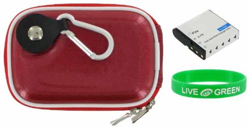 2n1 Hard Shell Case (Candy Red) and EN-EL12 Battery for Nikon Coolpix S630 Digital Camera Titanium Silver