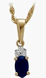 10 Karat Two-Tone Gold Diamond & Created Sapphire Gemstone Pendant