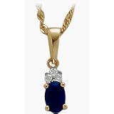 10 Karat Two-Tone Gold Diamond and Created Sapphire Gemstone Pendant
