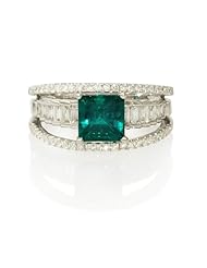 Diamond and Emerald 18k White Gold Ring