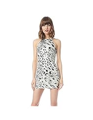 Sexy Cutout Sequined Halter Leopard Print Polyester/Spandex  Dress