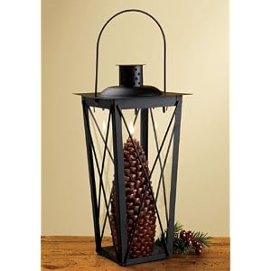Carriage Lantern And Pinecone Candle