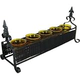 Metal Wire Votive Holder with 5 Glass Cups, Black