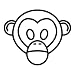 Outline Cartoon Head of Monkey Isolated on White Background - 24