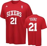 Thaddeus Young adidas Red Name and Number Philadelphia 76ers T-Shirt