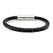 Three Keys Genuine Leather Braided Bracelet for Men with Durable Stainless Steel Clasp Leather Bangle Black