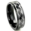 Black Tungsten Carbide Laser Engraved Wedding Band Ring
