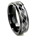 Black Tungsten Carbide Laser Engraved Wedding Band Ring
