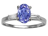 1.03 cts Genuine Tanzanite and Diamond Engagement Ring - 14kt White or Yellow Gold
