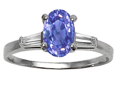 1.03 cts Genuine Tanzanite and Diamond Engagement Ring 14kt White or Yellow Gold