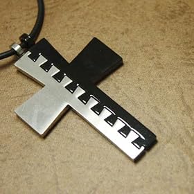 Black Enamel-finish Puzzles Modern Cross Divinely Gorgeous Necklace with Box J1166