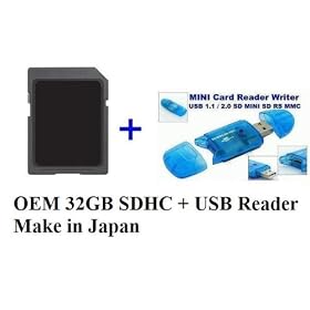 OEM BRAND 32GB SDHC CLASS 6 High Speed Flash Memory Card (32 GB SD Secure Digital High Capacity Card, MAKE IN JAPAN/TAIWAN) BULK + iFLASH Logo USB 2.0 SDHC FLASH CARD READER/WRITER