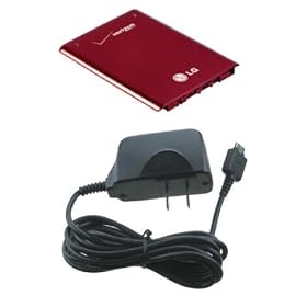 OEM NEW LG TRAVEL CHARGER + CHERRY RED BATTERY VX8500