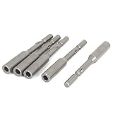 uxcell　六角ナットドライバー　金属　シルバーグレー　5個入り　丸シャンク　電動工具