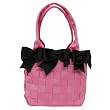 Medium Bow Bucket Purse - Black/HotPink