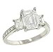 Jewelry : Ladies Flyer Fit 3 Stone Emerald Cut Diamond Engagement Ring with Beaded Shank Diamond .85cttw Gh/vs2-Si1 (center Stone Not Included)