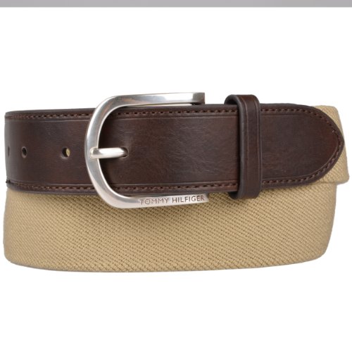 Tommy Hilfiger Mens Genuine Leather Trim Canvas Belt Desertcart