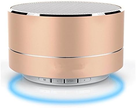 Xmanx®Bluetooth Speakers With Subwoofer B19 Mini Round Shape Wireless Speakers LED Light Hi-Fi Quality Sound HandsFree Portable Speakers TF/Bluetooth/AUX TV, DJ, Car Indoor Outdoor (Gold)