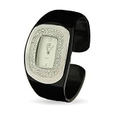 Ladies Classic CZ Black Cuff Watch
