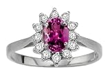 1.25 cts Genuine Rhodolite and diamond Ring - 14kt White or Yellow Gold