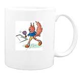 Mug with sports, cat, anthropomorphic, game, paddle, recreation, playing, anthropomorphism, animal, table tennis, ball, feline