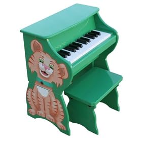 25 Key Toy Piano Pals w  Bench - Green Cat by Schoenhut