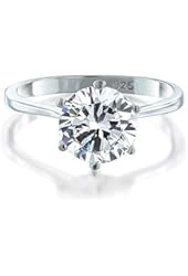 Bling Jewelry 925 Sterling Silver Round Solitaire CZ Engagement Ring