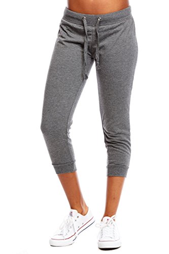 WOMENS SOLID STYLISH YOGA RUN PANTS FITTED ATHLETIC CAPRI JOGGERS