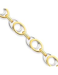 14k Two-Tone 8.5in Polished Fancy Link Bracelet