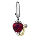 XPY Sterling Silver and 14k Yellow Gold Created Ruby with Diamond-Accent Heart Charm (0.004 cttw, I-J Color, I2-I3 Clarity)