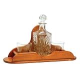 Carafe Set - Whiskey Decanter & 2 Glasses with Display Shelf