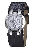 Concord La Scala Stainless Steel White Mother-of-Pearl Dial Diamond Bezel on Black Leather Strap Women's Watch 0311671