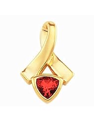 18K Yellow Gold Trillion Cut Chatham Created Ruby Pendant -- LIFETIME WARRANTY
